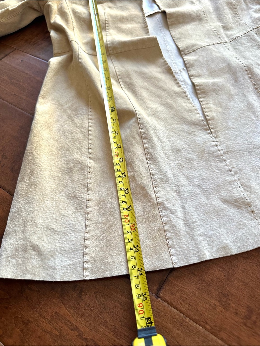 Coldwater Creek Genuine Leather Suede Coat Petite Medium Beige Lined Jacket PM - Picture 9 of 9